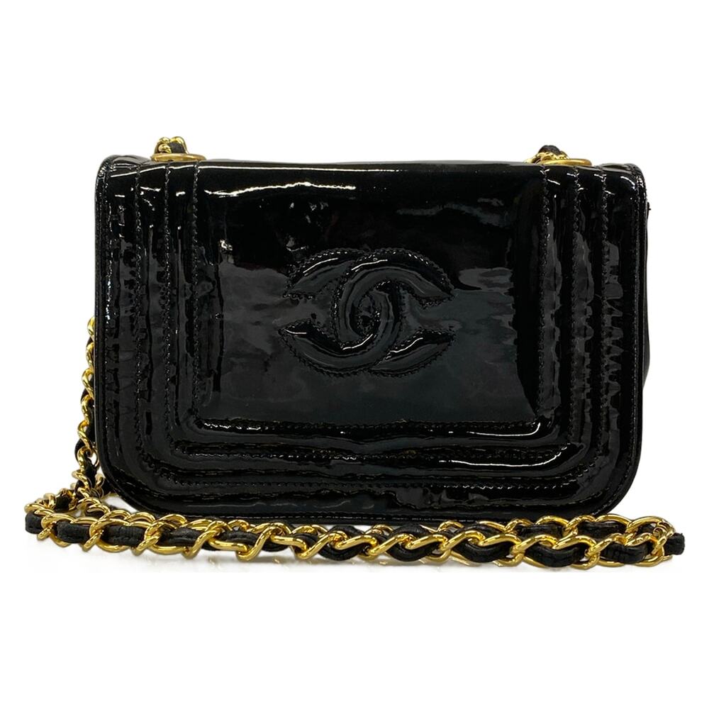 Chanel Shoulder Bag Black Gold
